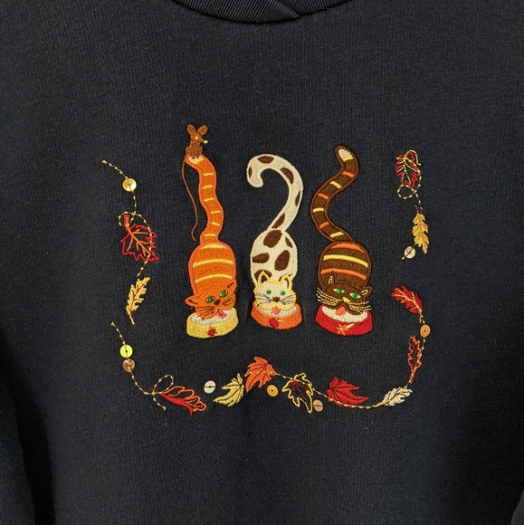 Early 2000s Grunge Cats Double Collared Sweatshirt - Picture 5 of 9